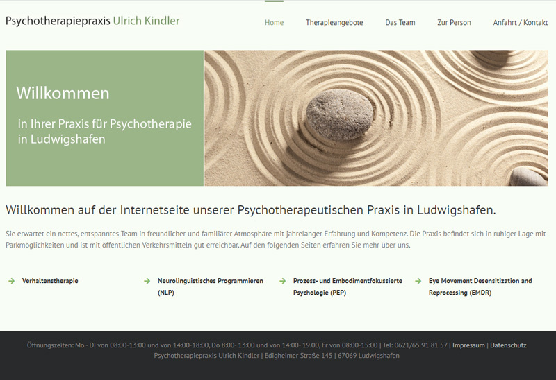 Psychotherapiepraxis Ulrich Kindler / Webdesign